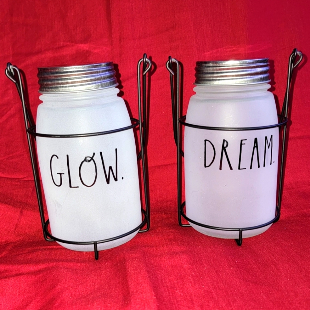 🌛🕯🌛🕯NWOT Rae Dunn Frosted Mason jar hanging metal Lanterns🕯🌛🕯🌛 - Picture 3 of 12